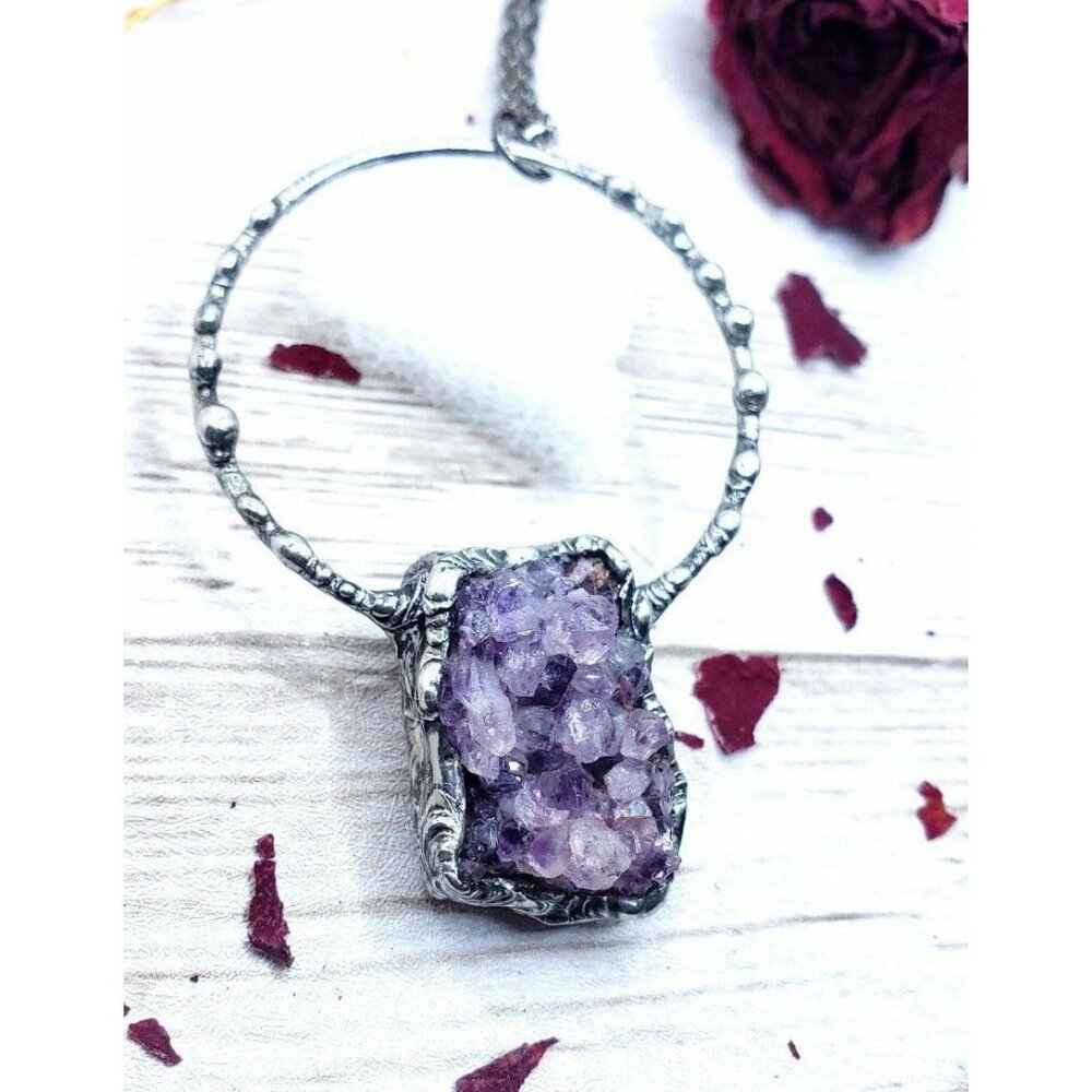Amethyst Geode Crystal Necklace